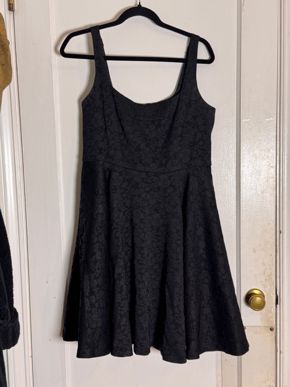 Black Lace-Textured Fit & Flare Dress Jill Stuart fully lined
